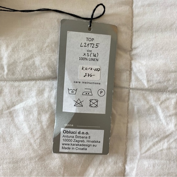 Karaka Design White Linen Flax Asymmetrical Tie Top - Picture 4 of 5